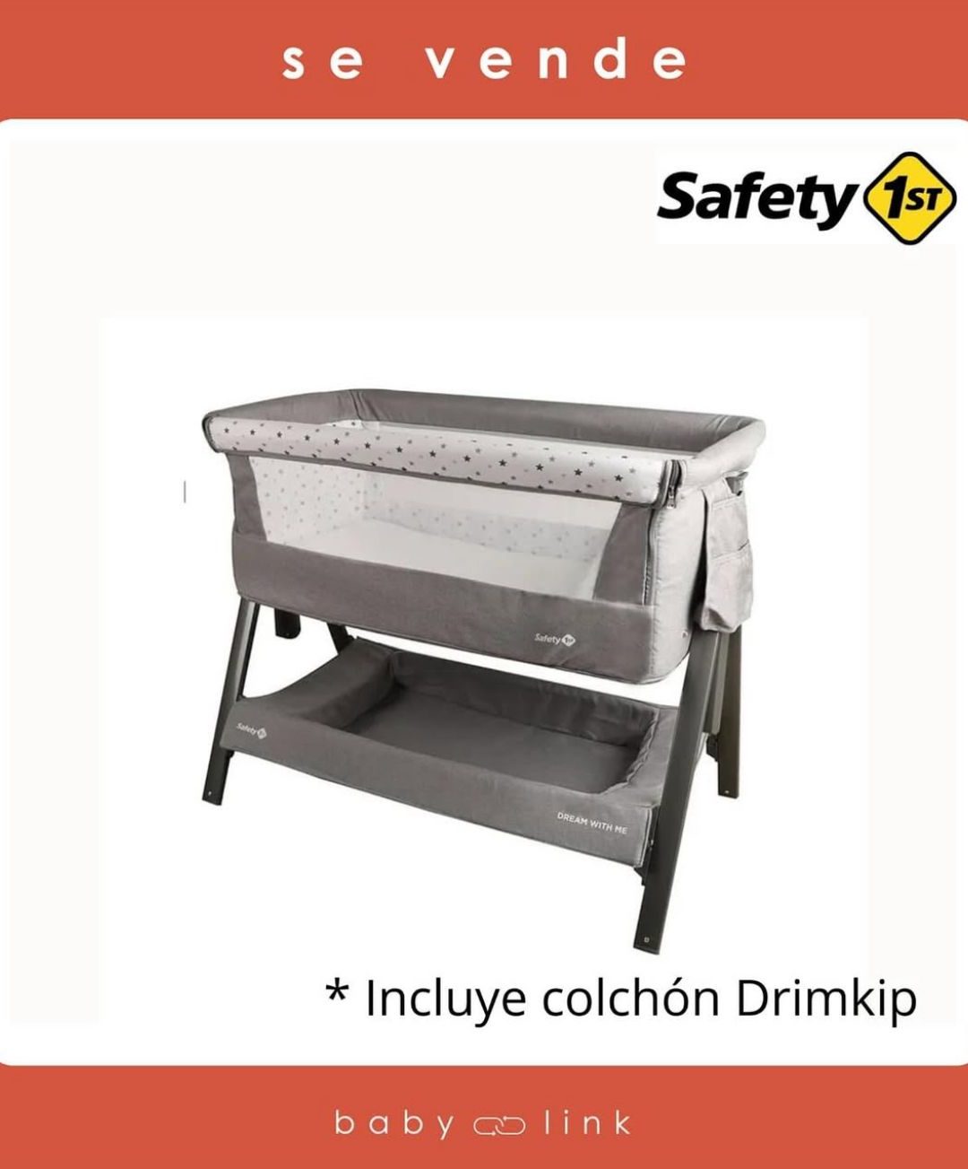 (COD:BB16371) CUNA COLECHO SAFETY 1ST DREAM WITH ME + COLCHON DRIMKIP