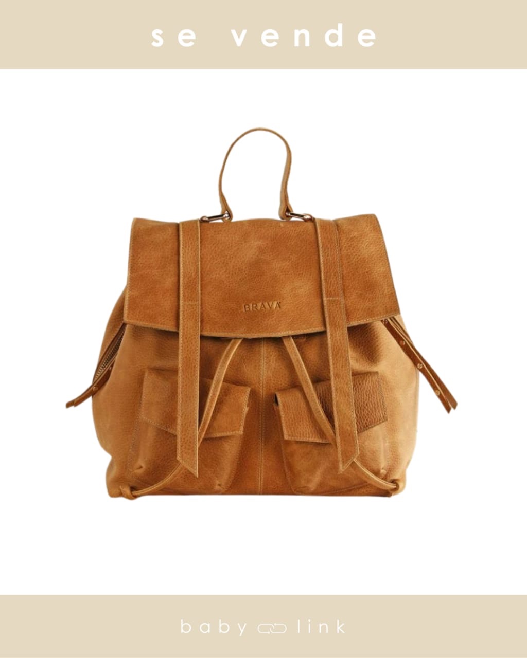(COD:BB17080) MOCHILA PAÑALERA CUERO BRAVA GALA TOSTADO
