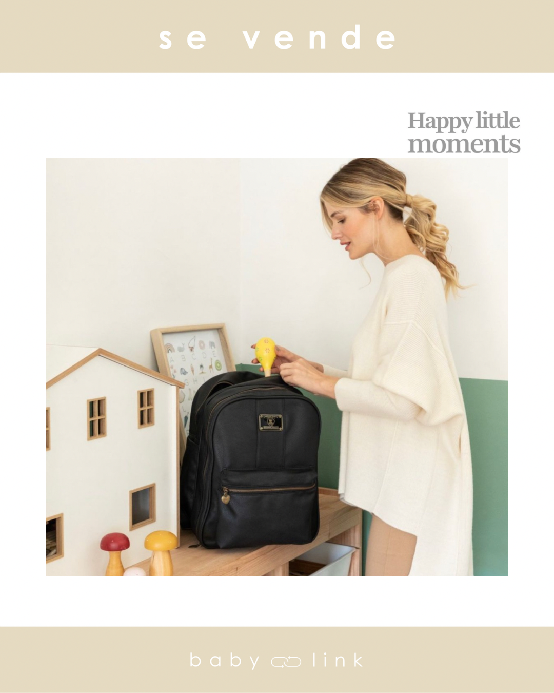 (COD:BB17158)MOCHILA PAÑALERA HAPPY LITTLE MOMENTS NINA (marca argentina)