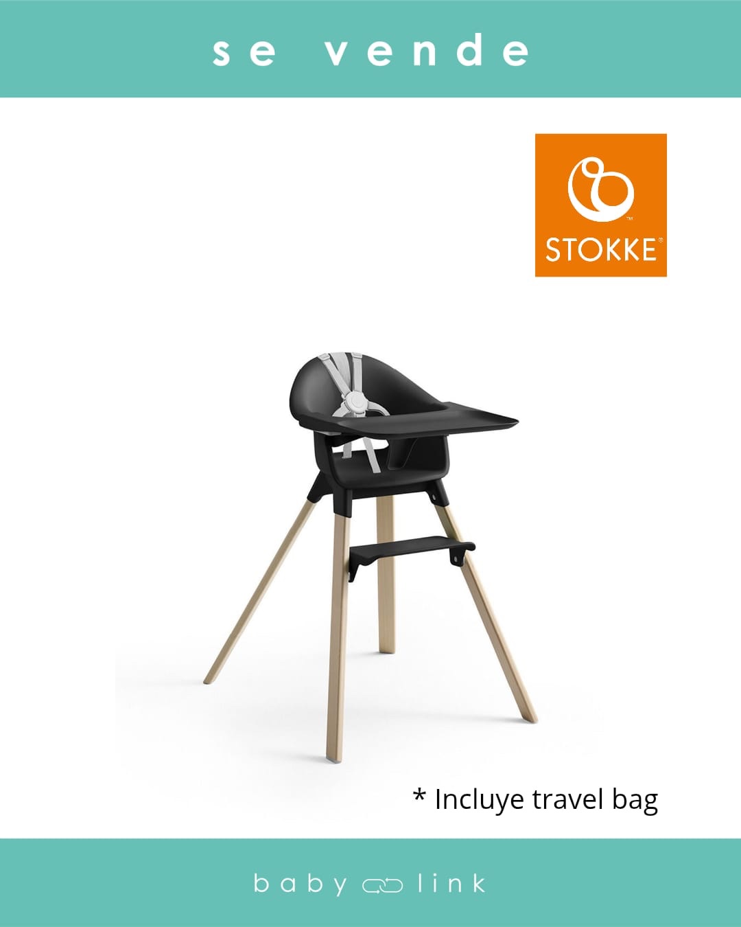 (COD:BB17614) SILLA DE COMER STOKKE CLIKK + TRAVEL BAG