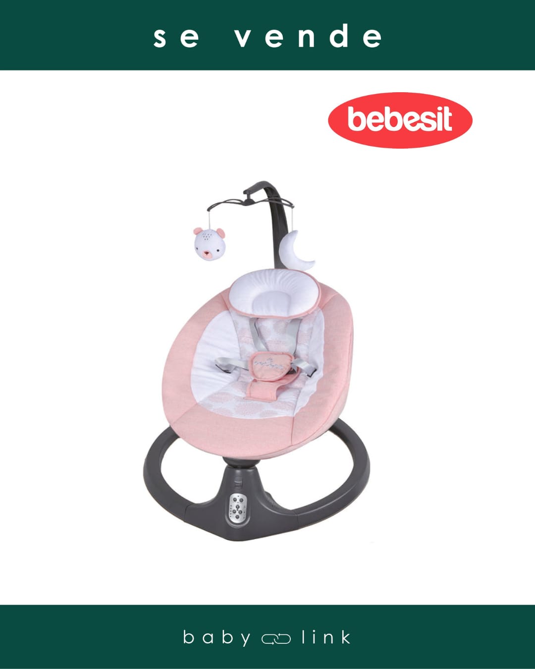 (COD:BB18010) SILLA NIDO MECEDORA BEBESIT BABY SWING gris