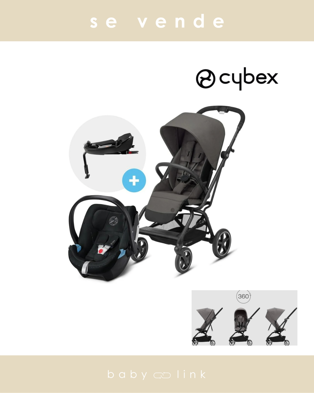 (COD:BB18394) COCHE TRAVEL SYSTEM CYBEX EEZY S+ TWIST  + ATON 5 Y BASE+ ADAPTADORES