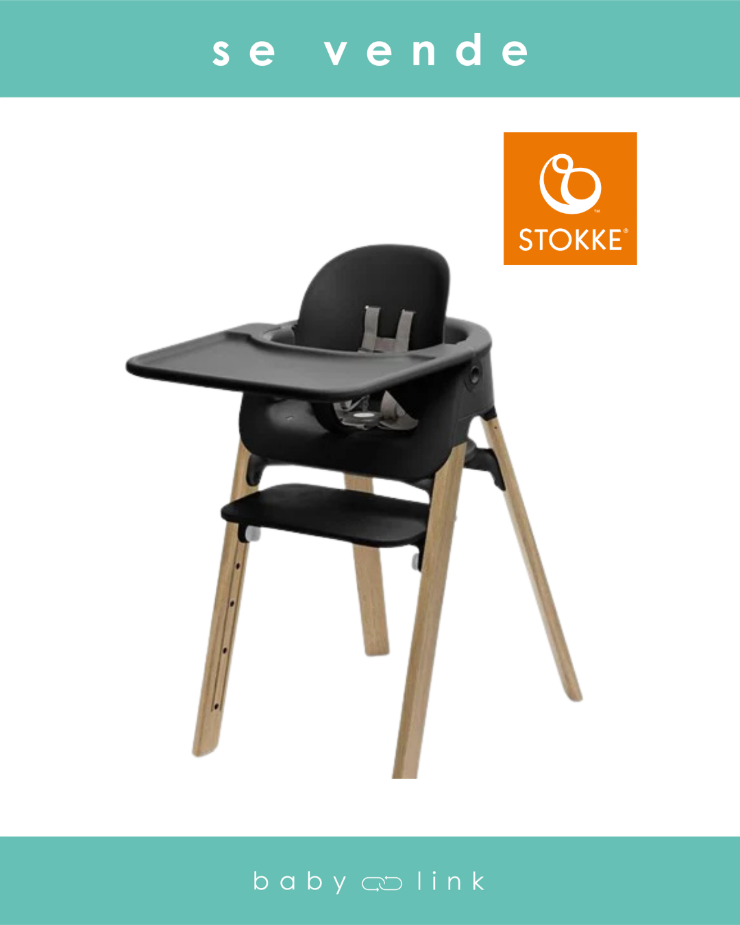 (COD:BB18599) SILLA DE COMER STOKKE STEPS + ACCESORIOS