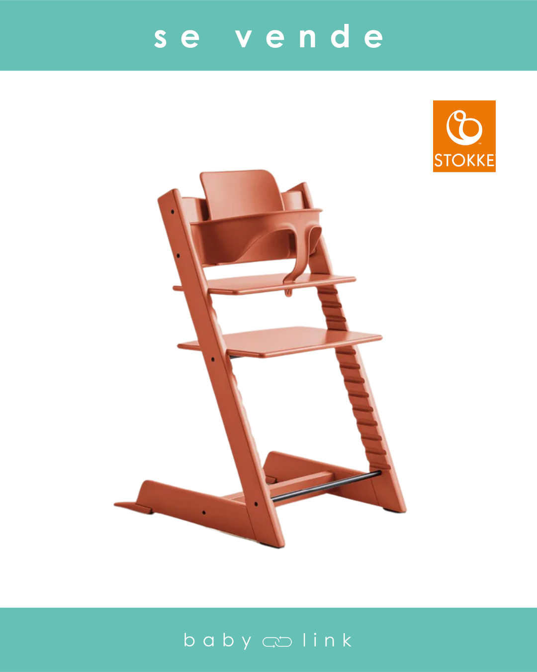 (COD:BB18587) SILLA DE COMER STOKKE TRIPP TRAPP TERRACOTA + BABY SET