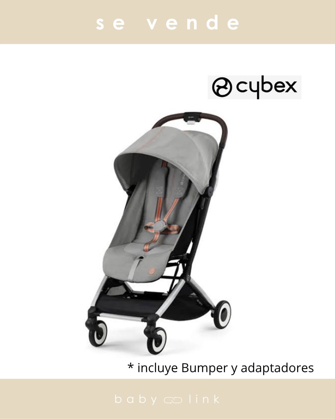 (COD:BB18854) COCHE CYBEX ORFEO + BUMPER BAR + ADAPTADORES