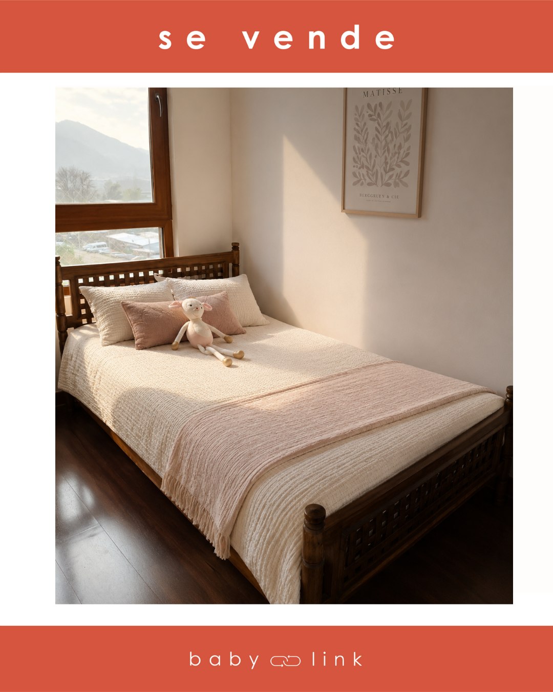 (COD:BB18891) CAMA DE PLAZA Y MEDIA CON RESPALDO TEJIDO + COLCHÓN ROSEN