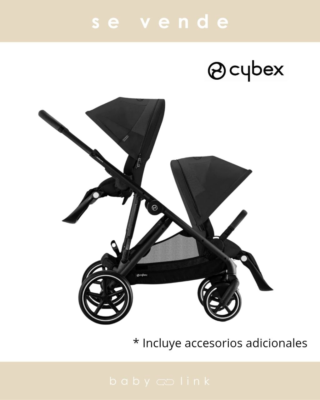 (COD:BB18931) COCHE DOBLE CYBEX GAZELLE + ACCESORIOS